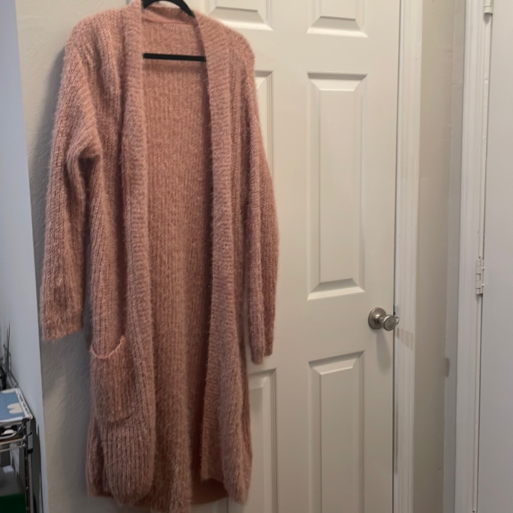 Blush Pink Fuzzy Sweater/Cardigan